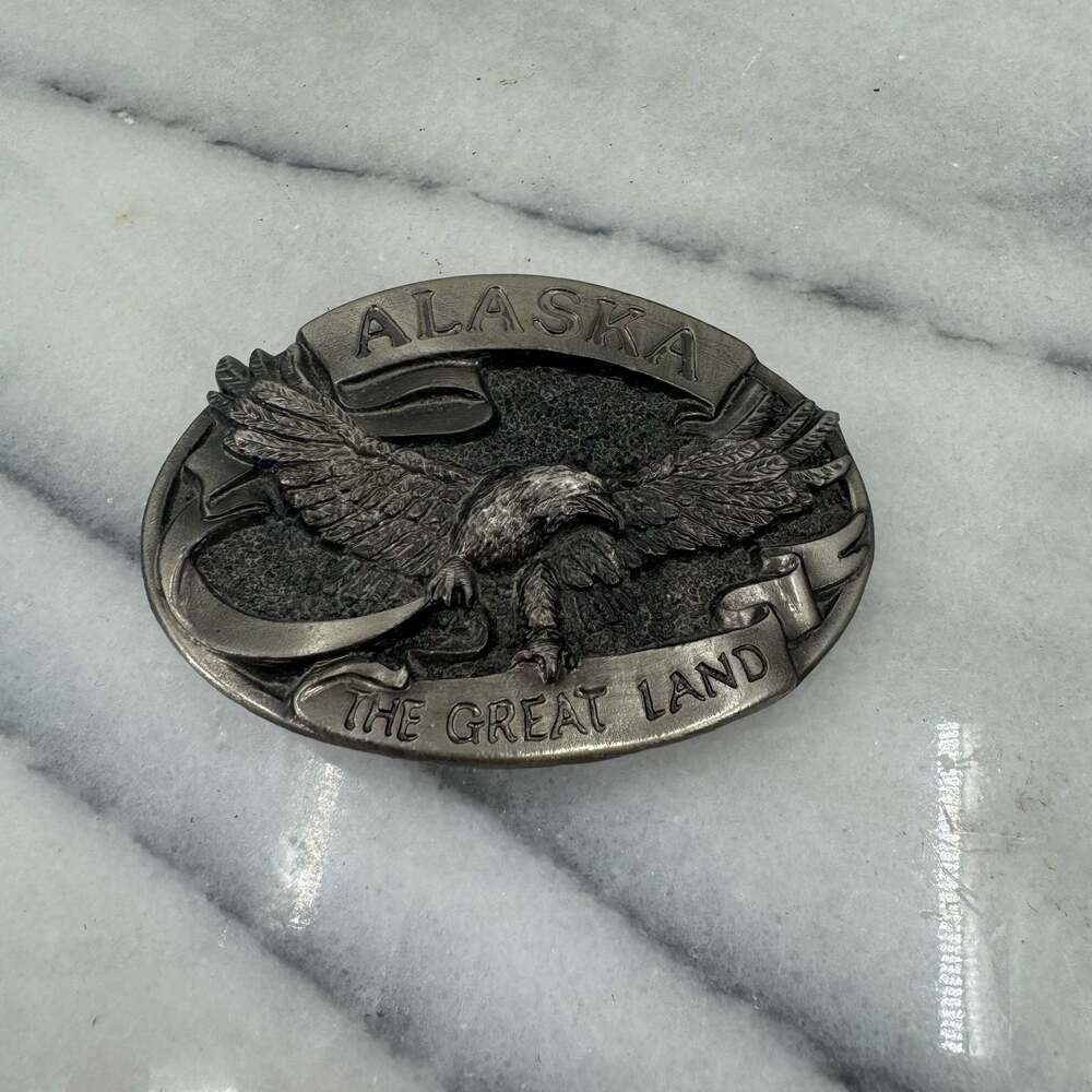 Vintage Alaska The Great Land Gray belt buckle